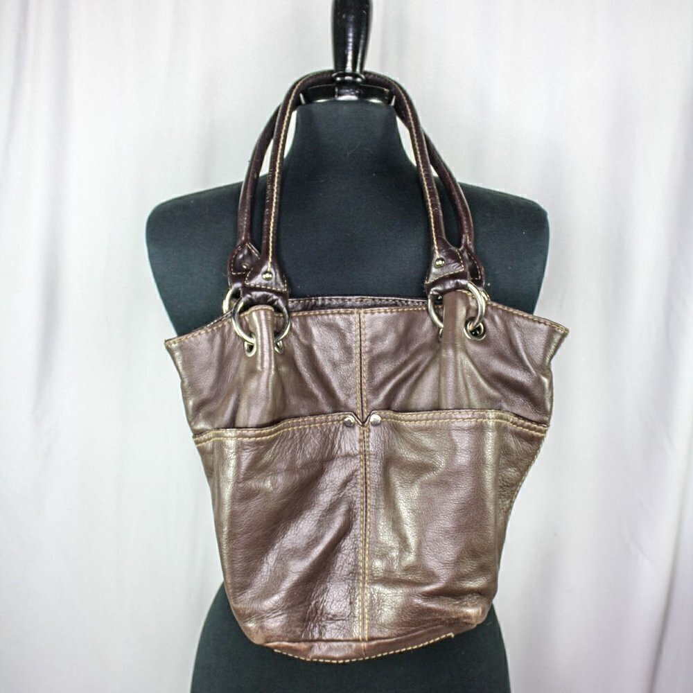 Tignanello Brown Leather Shoulder Bag Purse